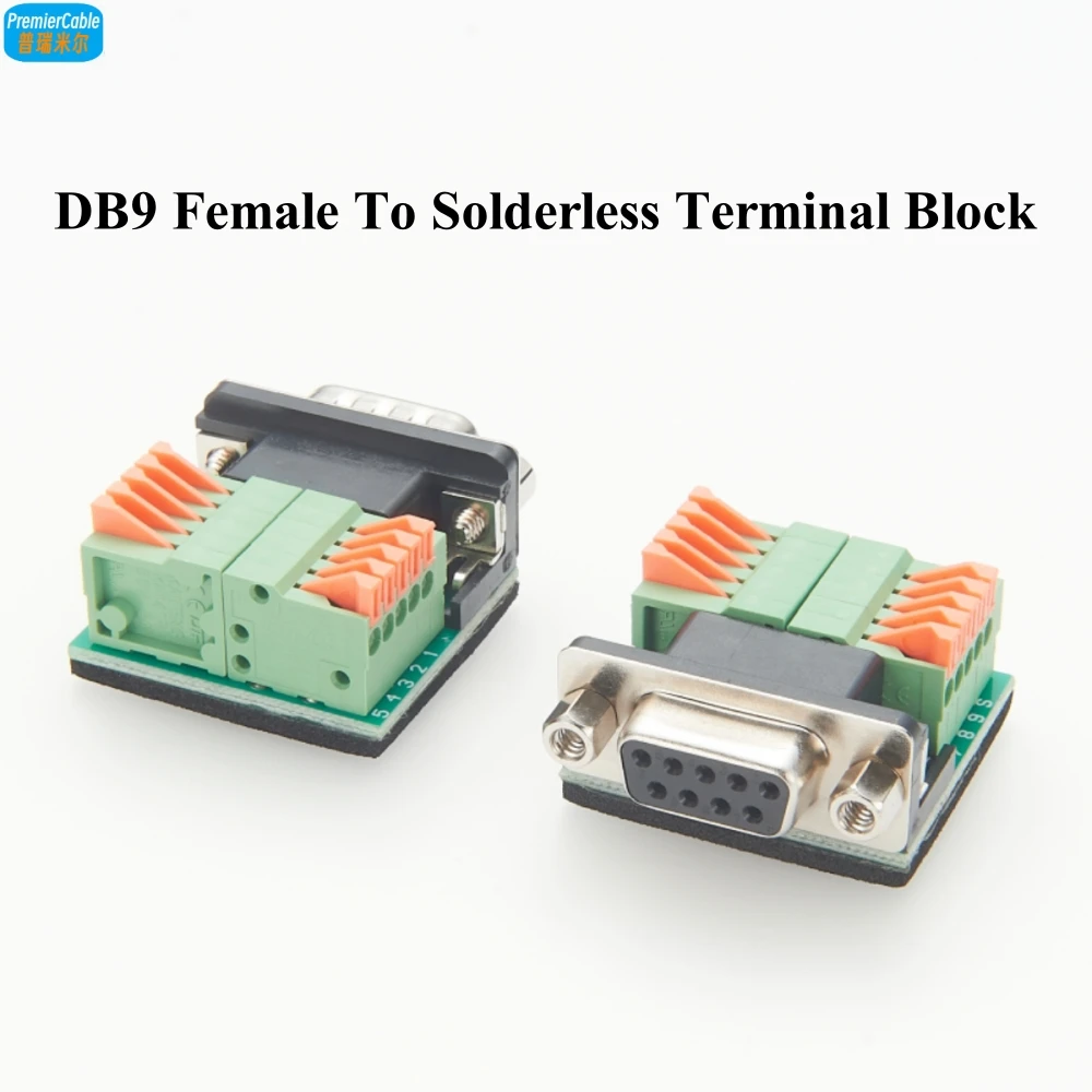 

DB9 Breakout Board Connector 9Pin 2 Row Female Solderless Terminal Block RS232 D-SUB Serial to 9-pin Spring Press Terminal