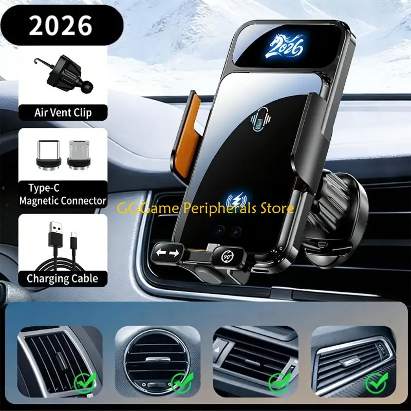 U55B Wireless Car Chargers,Upgrade Fast Charging Auto Clamping Car Phone Holder Chargers,Air Vent Phone Holders for Car Mount