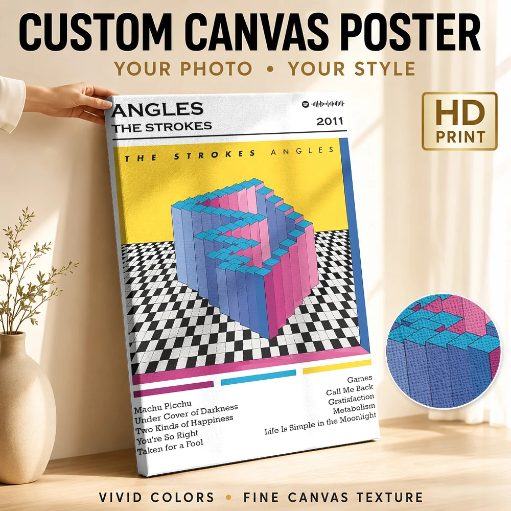 The Strokes - Angles Album Cover Canvas Print Poster Custom Retro Music Wall Art for Bedroom Decor Ready to Hang Gift for Fans
