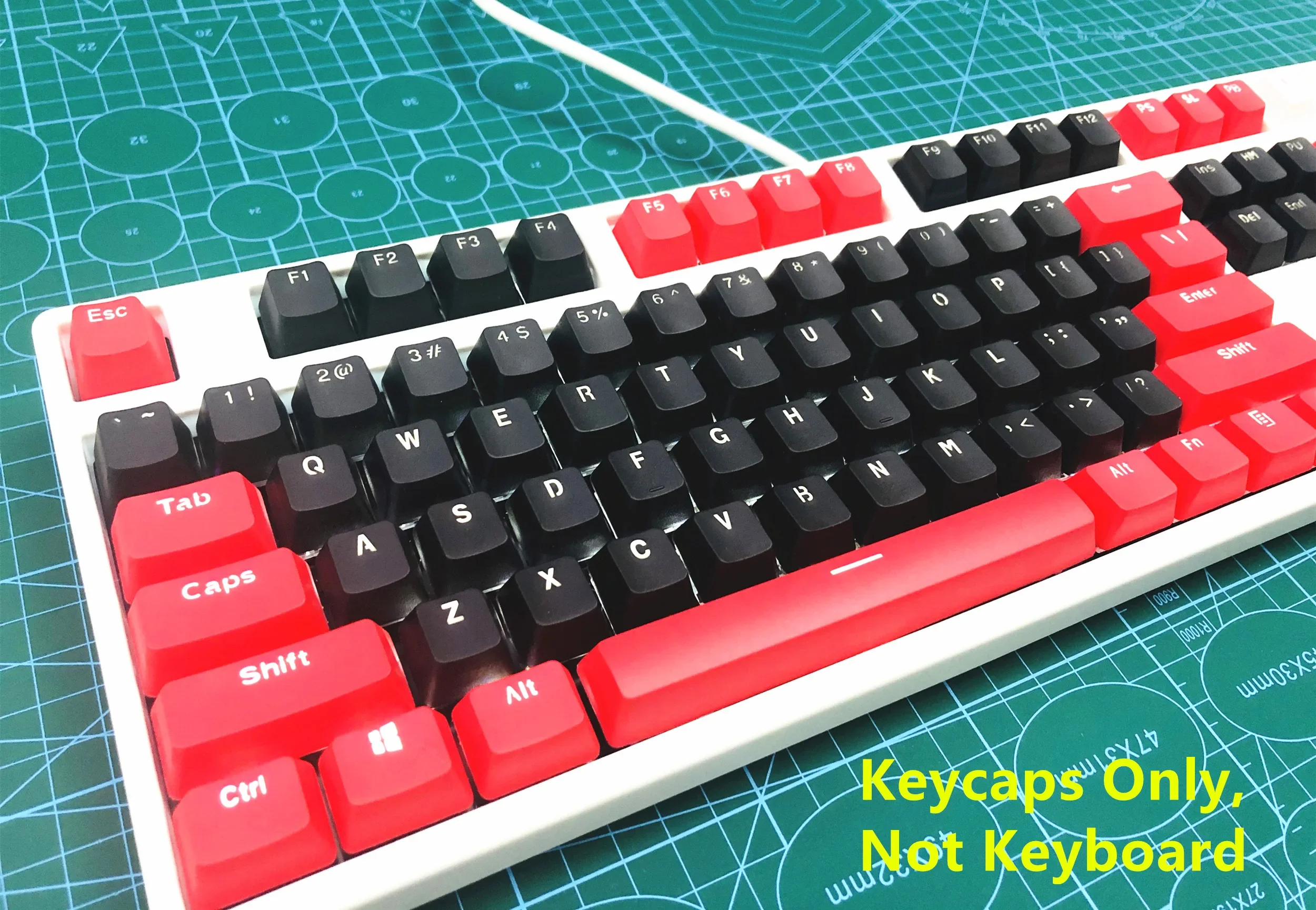 87/104 ปุ่มDoubleshotสีดำ-สีแดงPBT Backlit Keycap ANSI KeyCapsสำหรับCherry MX Mechanical Keyboard