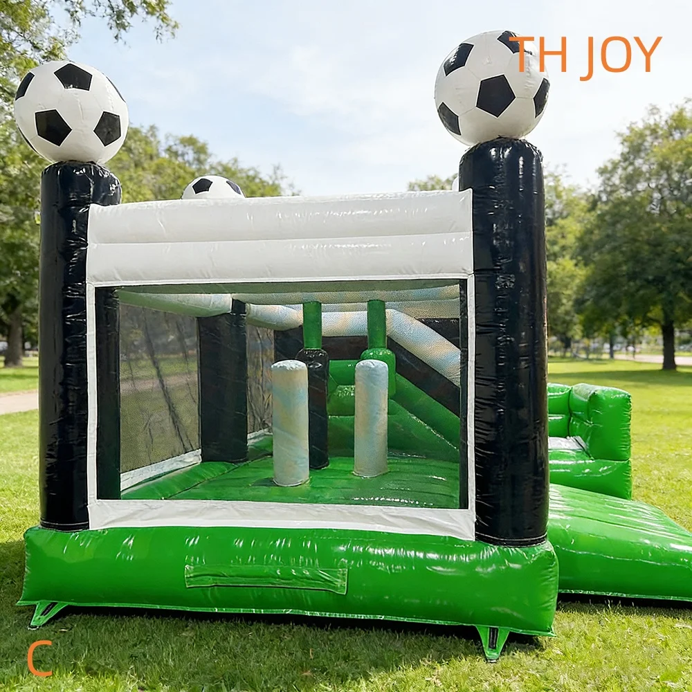 Commerial Football aufblasbares Moonwalk Bounce House Fußball-Türsteher Combo Slide-Spielzeug zu verkaufen