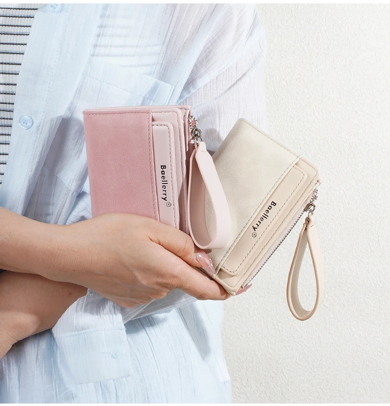 Neue Damen-Geldbörsen mit großem Fassungsvermögen, kurzer Kartenhalter, Damen-Geldbörse mit Reißverschluss, Münzfach, Fotohalter, einfache Geldklammern für Mädchen – Detail 15