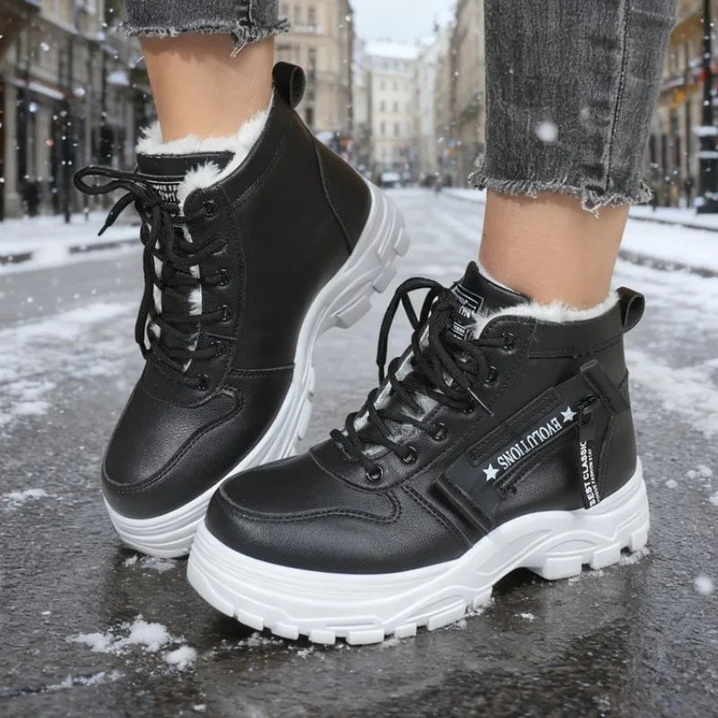 2026 Women's Fleece Lined Snow Boots, Thick Sole Non-slip Waterproof Warm Winter Ankle Boots, Affordable Casual Shoes