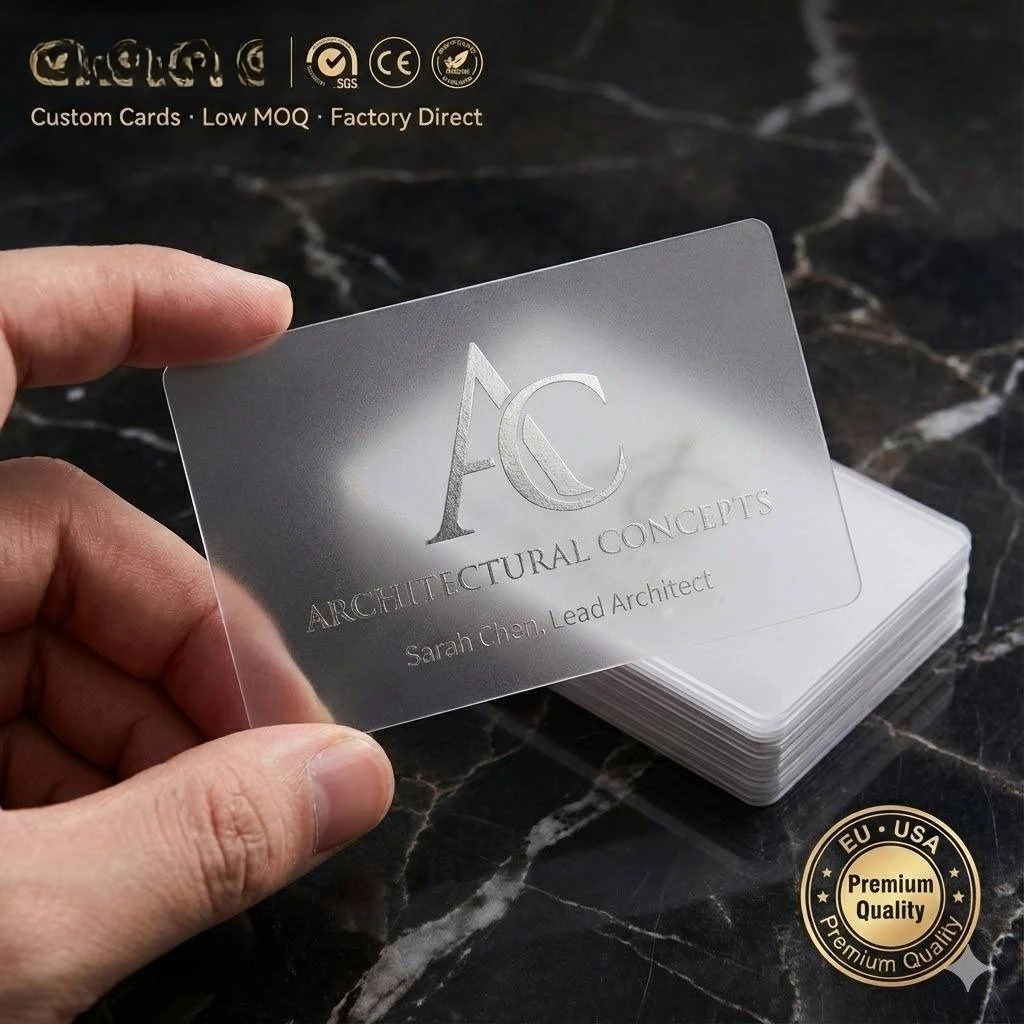 Transparent PVC Business Cards Custom Color Printing Foil Stamped Matte Texture Personalized Business Name Cards For Promotion