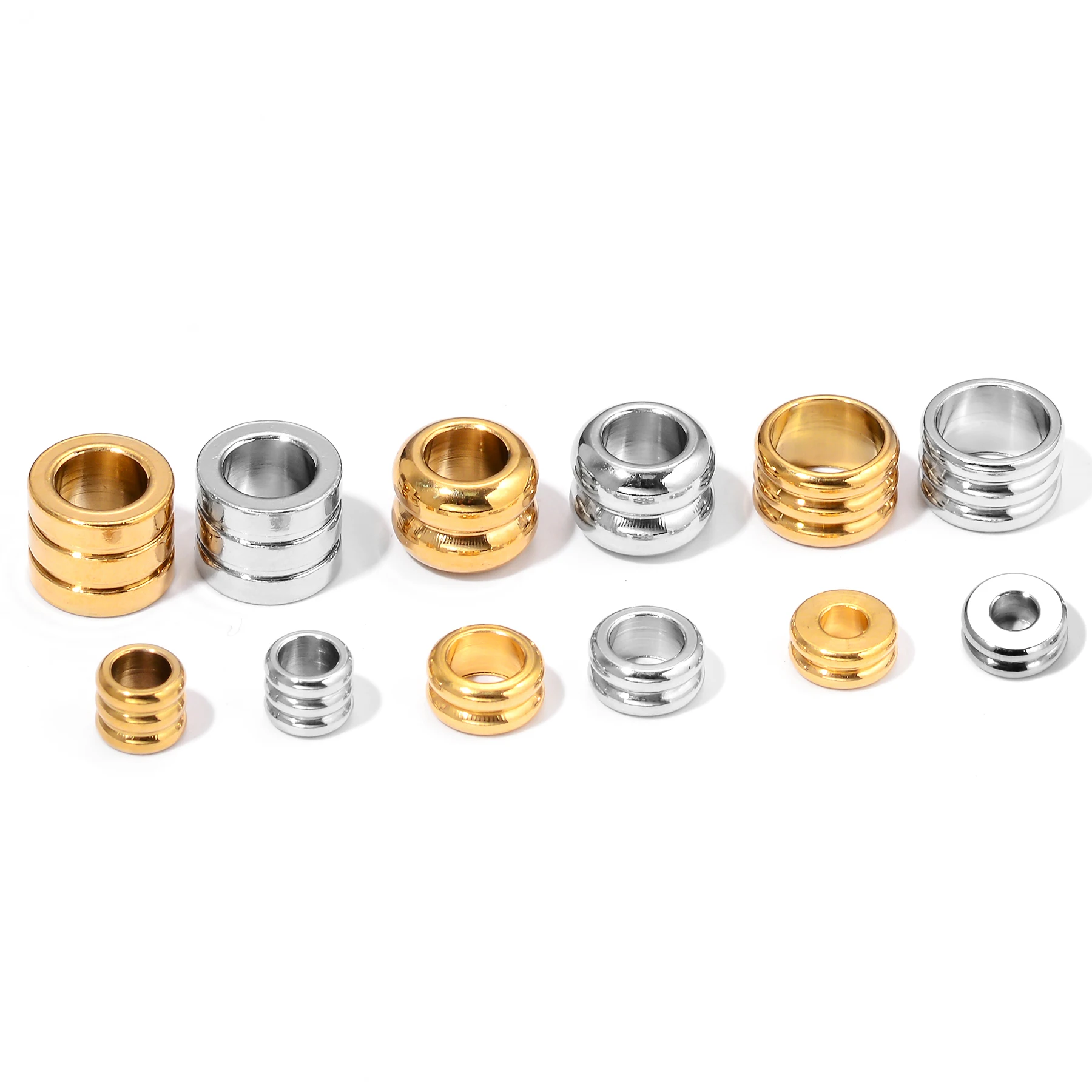 Großhandel 20 Stück 2,5/3/4/5/6mm Edelstahl Großloch Lose Perlen Abstandhalter-Perlen für DIY Schmuckherstellung – Detail 2