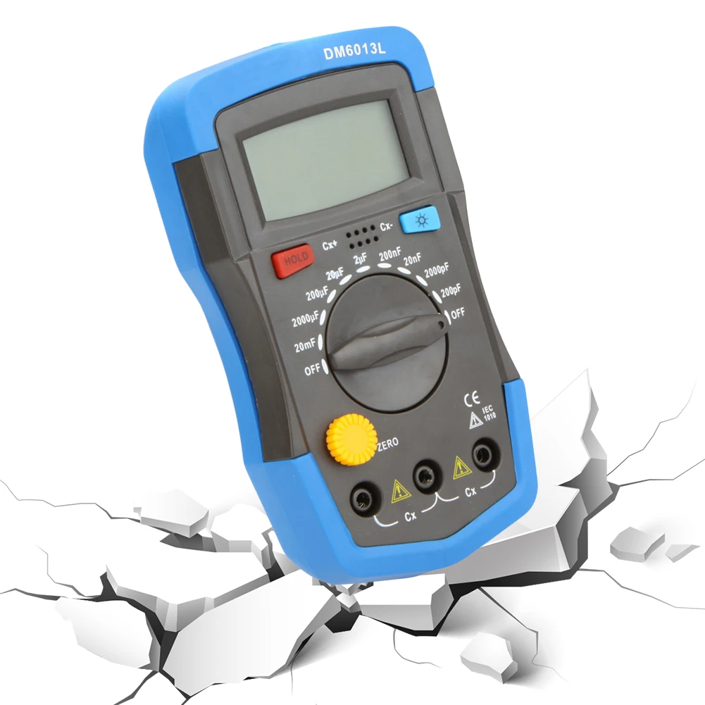 

DM6013L Digital Capacitance Capacitor Measuring Meter Data Hold 200pF~20mF Portable Handheld Capacitance Meter Measurement Tools