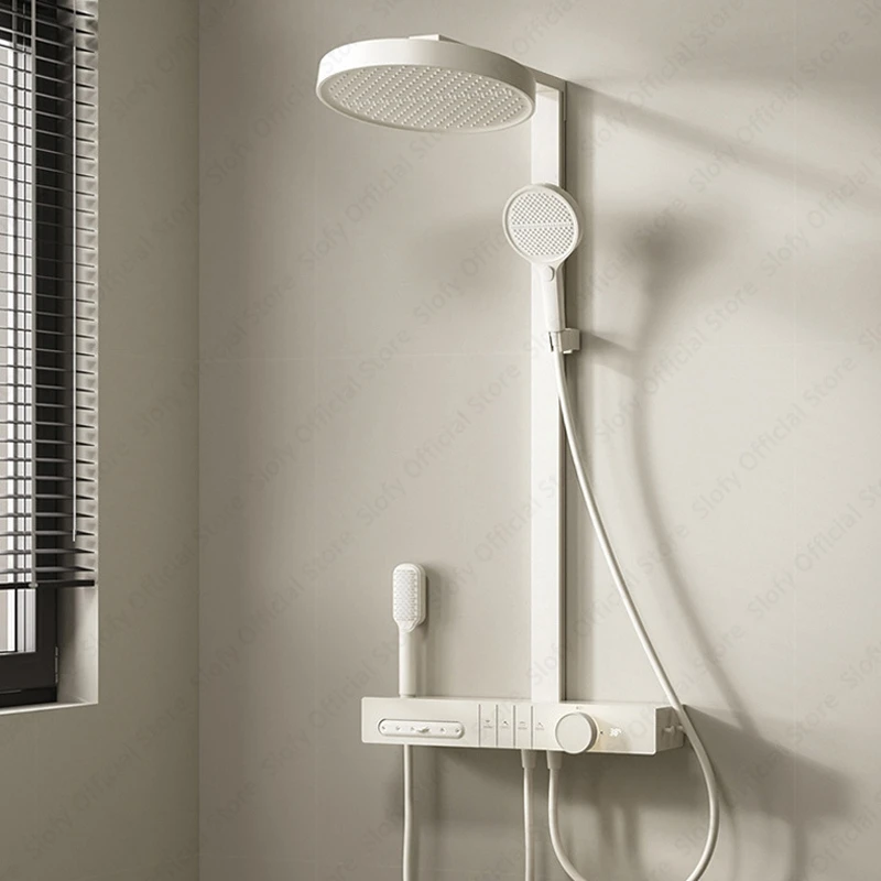 

Современная большая душевая система с дождевой системой и цифровым дисплеем, несколько режимов, душевой набор, клавиша фортепиано, скрытая нижняя розетка, домашний отель