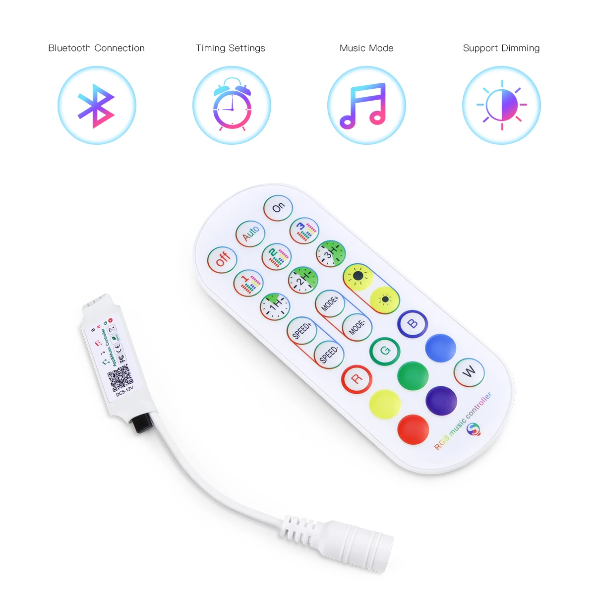 RGB LED Strip Controller,Smart Bluetooth Led Controller,DC12V-24V App Control Dimmable Dimmer Switch With Remote for LED Tape
