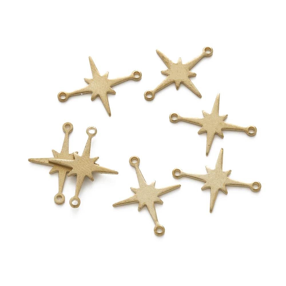 50Pcs Brass Star Charms Links Dangle Earring Connector With 2 Loops for DIY Earrings Bracelet Necklace Jewelry Making Supplies