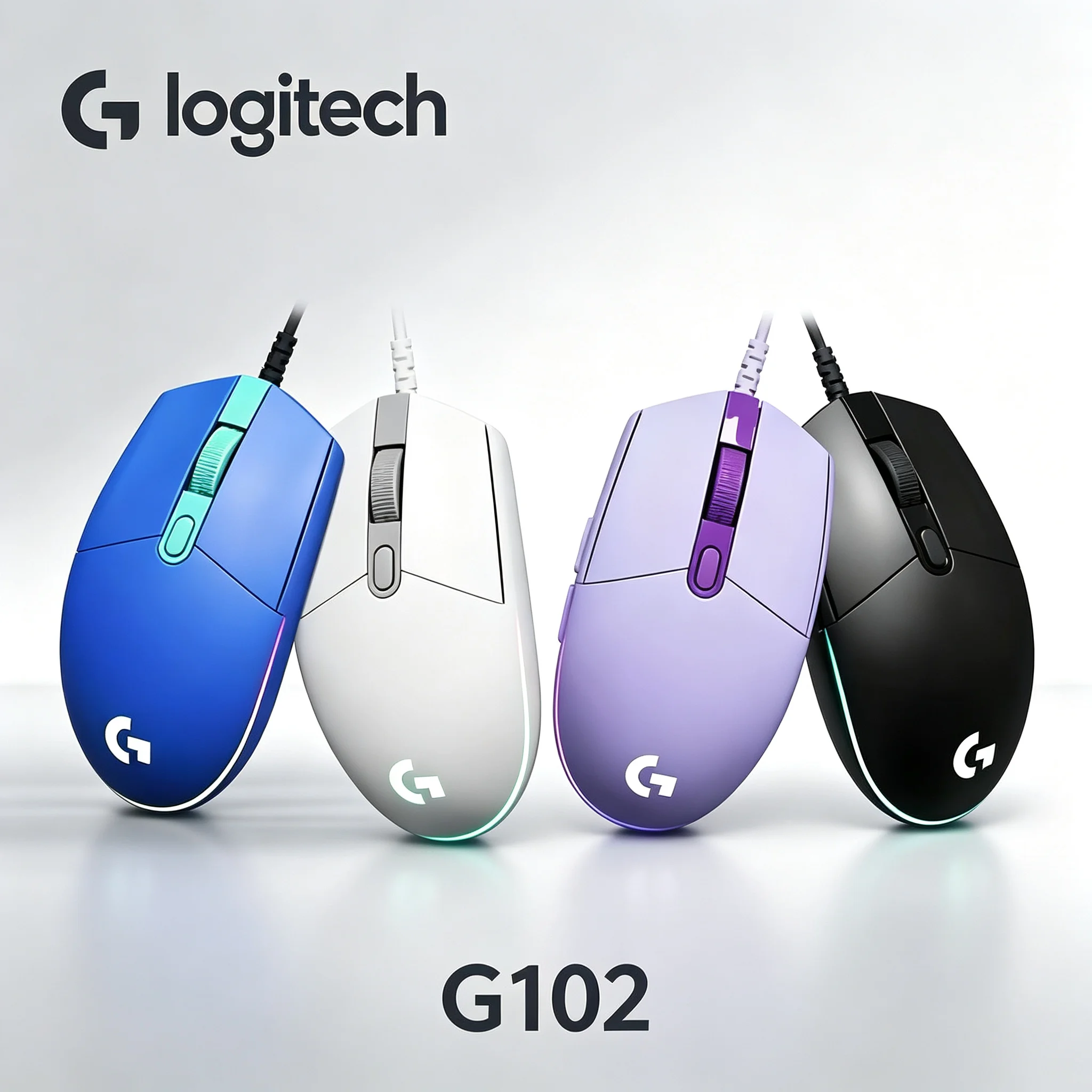 Logitech G102 LIGHTSYNC Wired Gaming Mouse 8000 DPI Optical Sensor 6 Programmable Buttons RGB Backlit Mice for PC Laptop Gamer