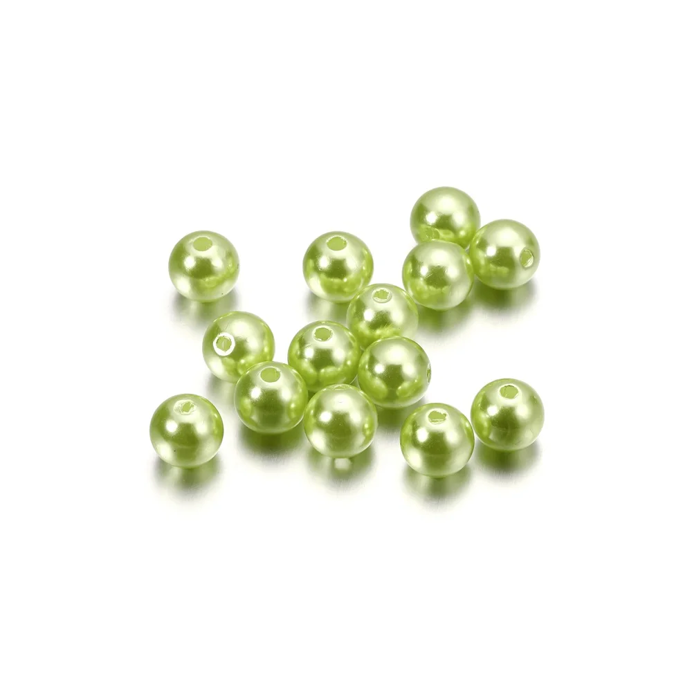 10-1000pcs/lot 3-20mm Straight Holes Acrylic Imitation Pearl Beige Bracelet Round Beads For DIY Craft Jewelry Making Supplies
