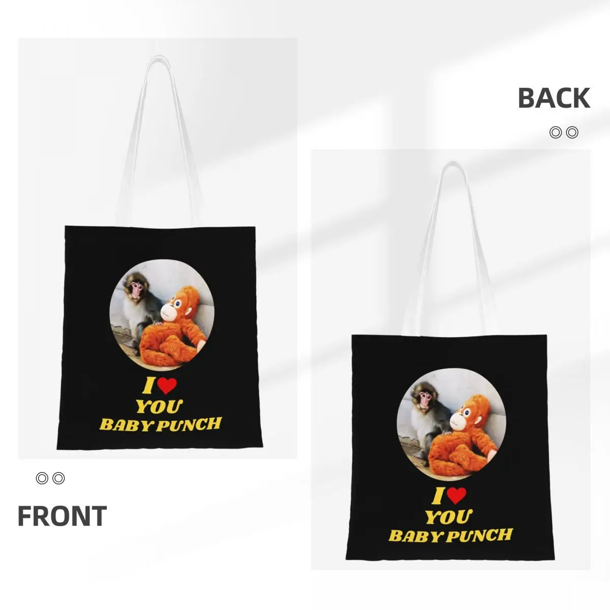 Sad Monkey Punch Shopper Bag Streetwear Handbags Student Designer Shopping Bags Modern Cloth Tote Bag