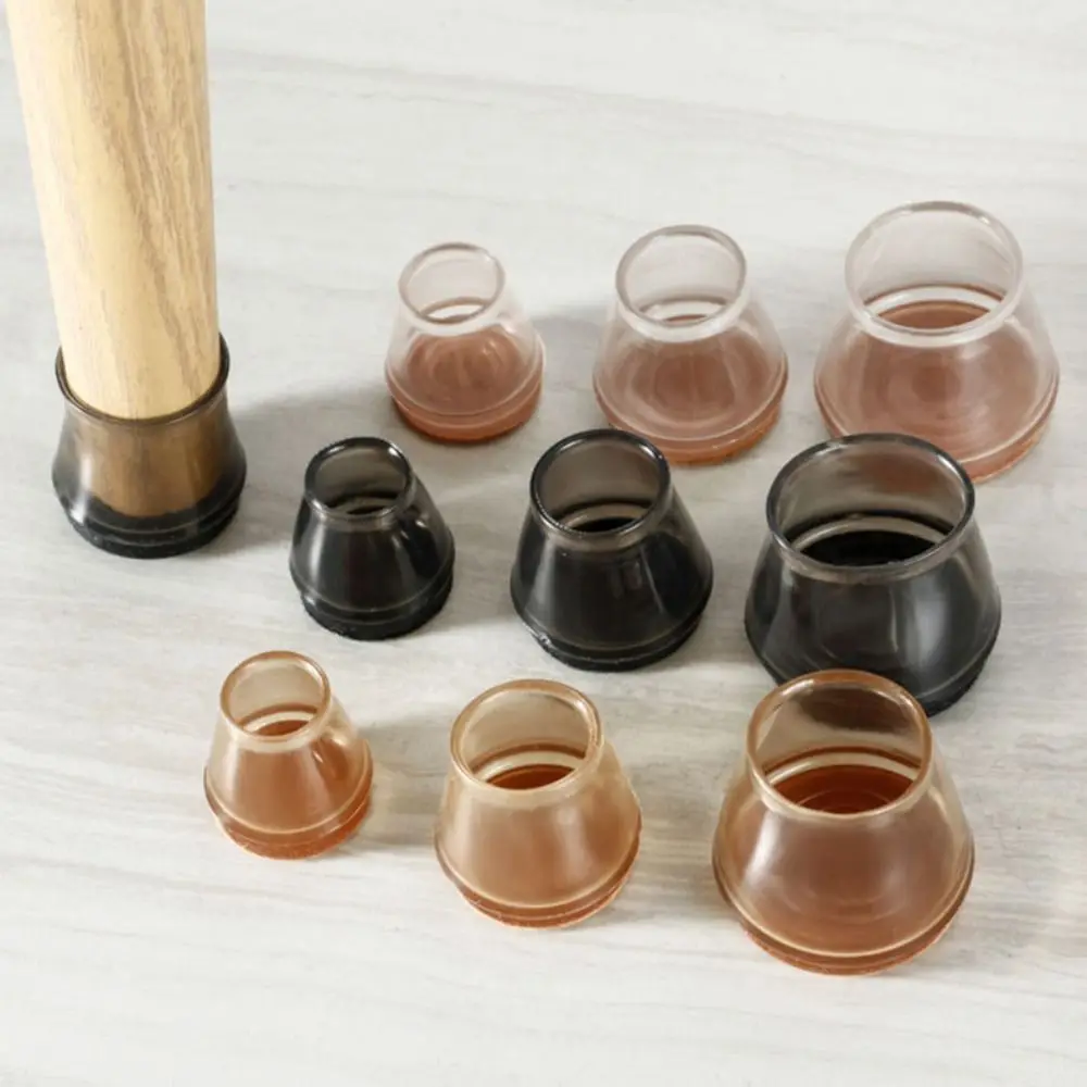 

Round Chair Leg Floor Protectors Silicone Transparent Table Feet Cap Floor Protectors with Felt Non Slip Furniture Booties