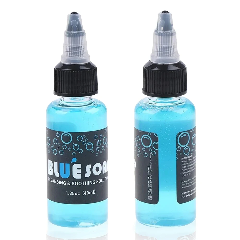 Jabón azul para limpieza de tatuajes, solución calmante, suministro de limpieza, accesorios para el cuidado posterior del tatuaje, 40/500ml