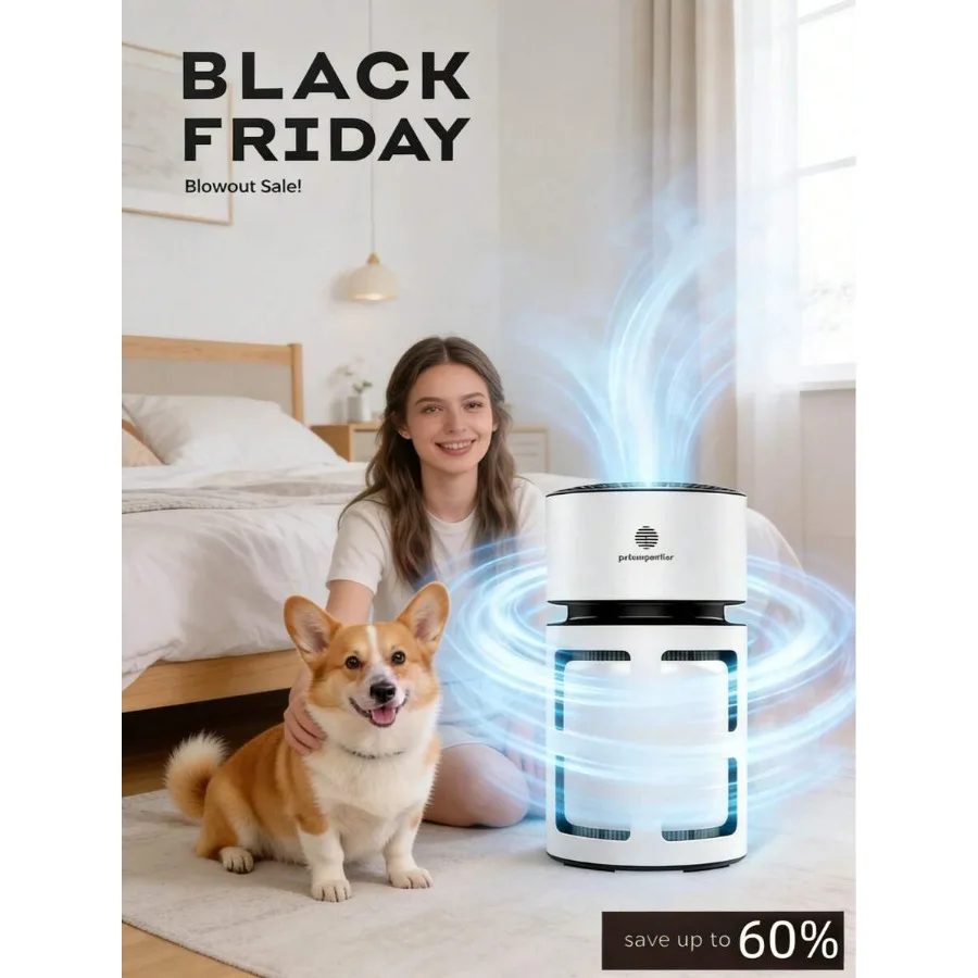 【New style】1PC Pet Air Purifier For Pet Hair Dander Odors, Tool-Free Filter Change Air Cleaner For Cat Litter Box Dog Grooming