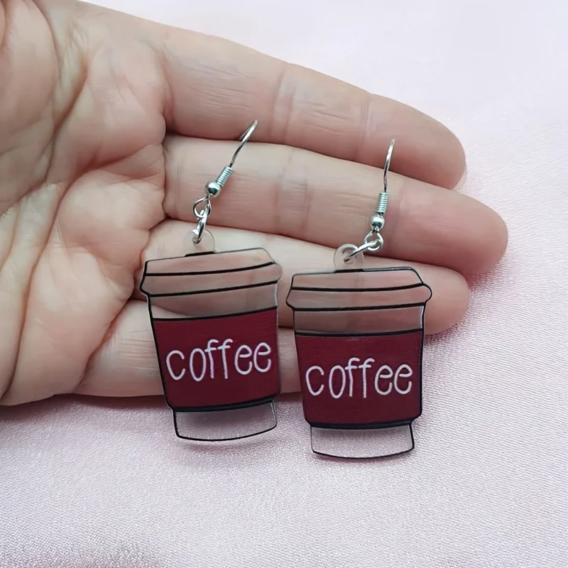 10pcs acrylic coffee cup earrings, women's earrings, the best choice for gifts