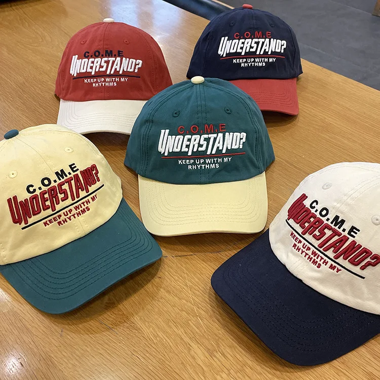 letter embroidery color matching hat female couple contrasting color semi-soft top baseball cap sunshade cap male tide
