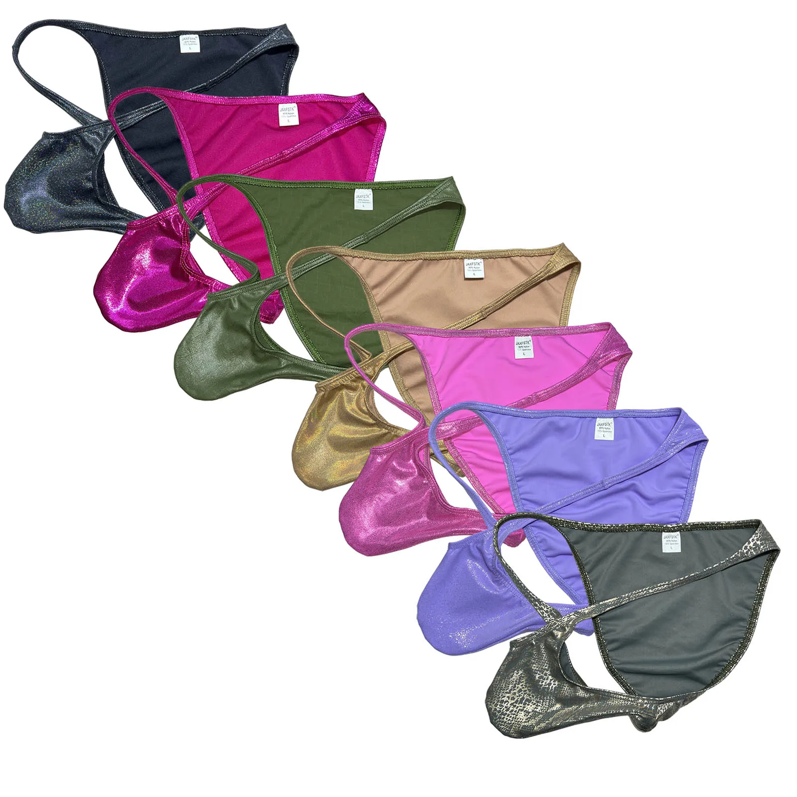 

2Pack Swim Briefs Men's Swimwear Open Sides Quick-dry Bikini Thong for Man Swimsuit Cheeky Tangas Low-rise Beach Underwear Shiny