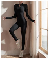 Womens Jumpsuits Long Sleeve Yoga Slim Fit Stretch One Piece Romper Sexy Fitness Female Black Basic Sportwears Tight Zipper - Image 3