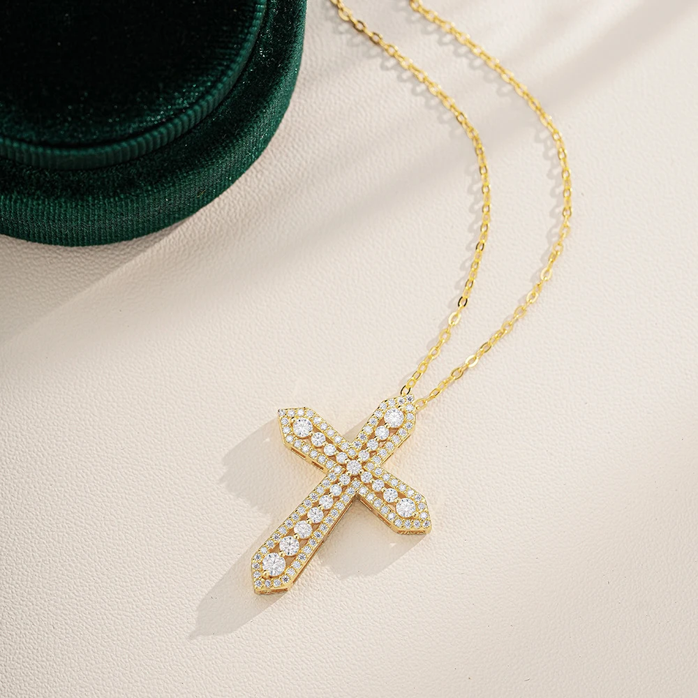 MUXIFC كامل مويسانيتي الصليب قلادة قلادة للنساء S925 فضة مطلي 18k D VVS1 مختبر الماس سلسلة قلادة Jewely #4