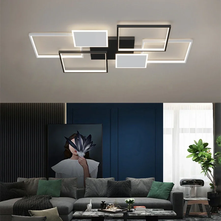 Modern Led Chandelier Simple Living Room Ceiling Light Fashion Indoor Bedroom Study Dining Room Black/Gold Ceiling Pendant Light