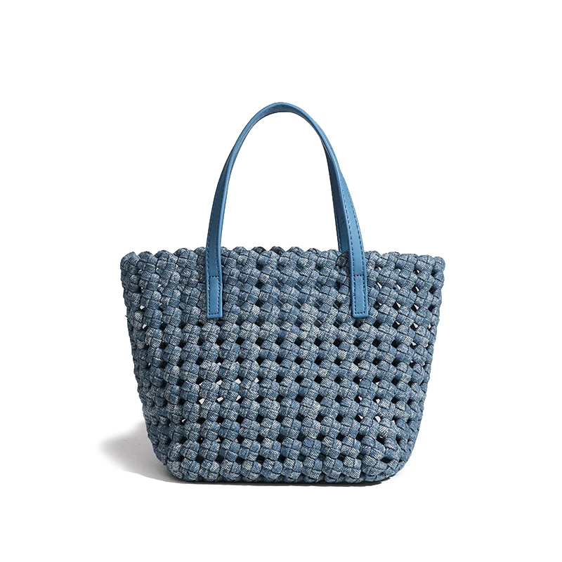 

New niche design denim braided bag for women's trendy fashion hand-held tote bag versatile crossbody vegetable basket