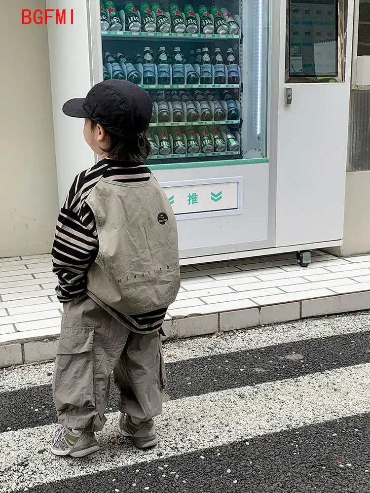 Boys Sets Sweatshirt Pants Two-piece Suits Children\'s Clothes Spring Autum Korean Fashion Round Neck Pullover Cargo Pants Suits