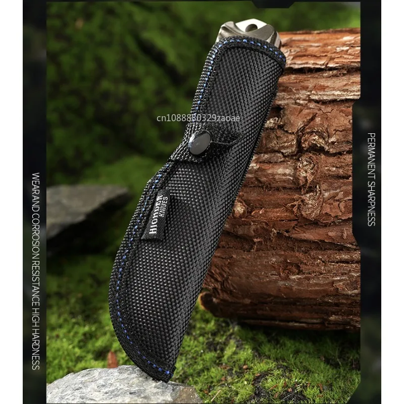 New high-end outdoor straight knife, camping thick steel self-defense knife, outdoor survival hunting knife aluminum handle