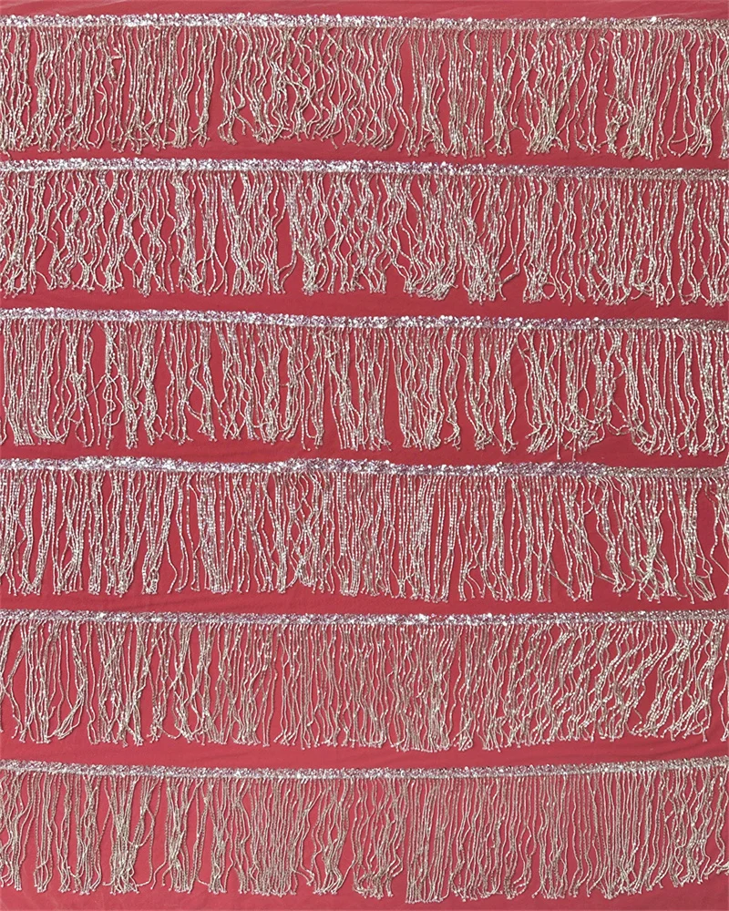 Luxury French 3D Mesh Lace Fabric with African Sequins High-Quality Beaded Groom Lace for Nigerian Wedding Dresses