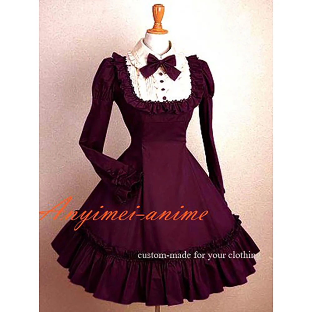 fondcosplay Gothic Lolita Punk Sweet Fashion Grape Maid Dark red cotton Dress Cosplay Costume CD/TV[CK1289]