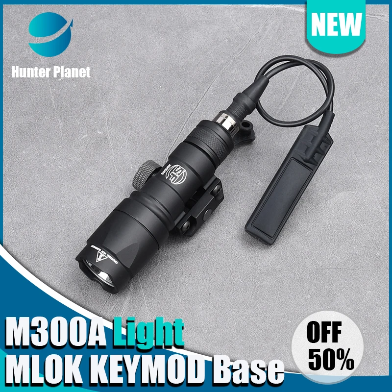 

Tactical Surefir M300 M300A Flashlight SF Fit 20MM Rail MLOK Mount KEYMOD Base Weapon Airsoft Hunting Scout LED Gun Mini Light