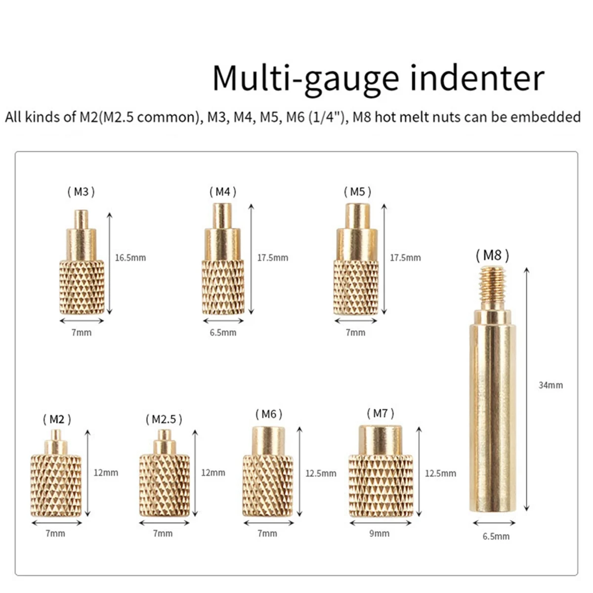 Imagem -06 - Ponta de Ferro de Porca de Inserção de Calor Ponta de Ferro de Solda Rosca Interna M2-m8 Brass Inserção Hot Melt Ts100