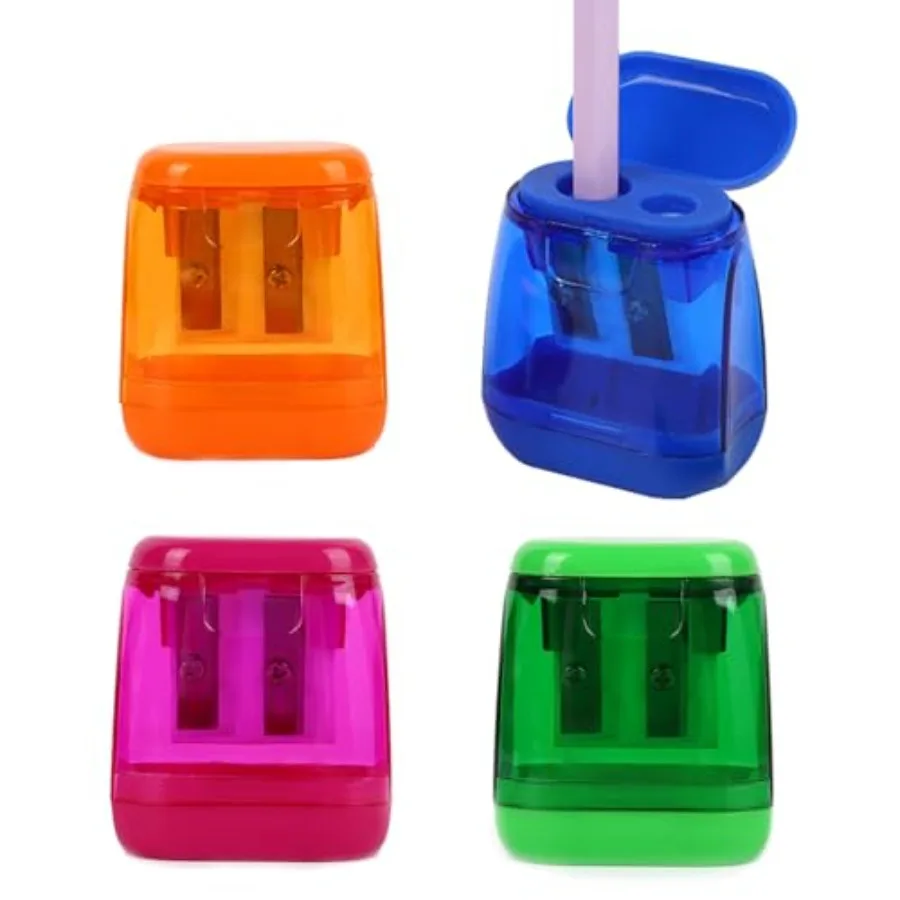 

Colored Manual Pencil Sharpeners in Bulk, 2 Smll Hnhel Penil Shrpener ul Holes with Li for Kis ults t lssroom Shool Offie Home