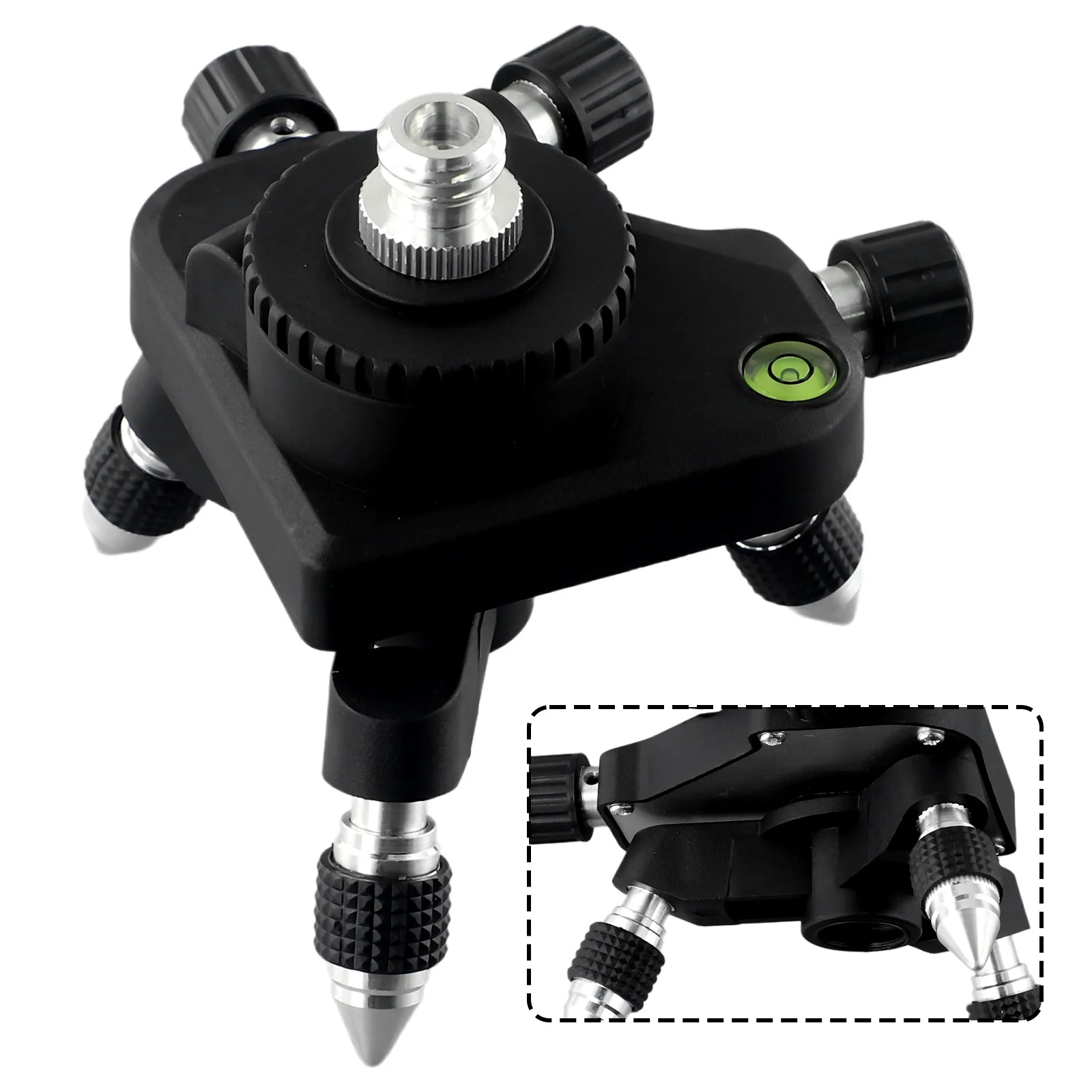 

Tripod Level Meter Bracket Level Base Parts 1/4\\\" Interface 130*109*94mm Adjustable Aluminum Alloy+rubber With Adapter