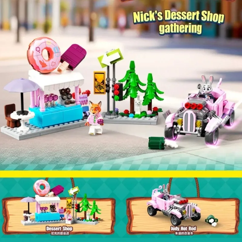 New Disney Anime Building Blocks Cartoon Zootopia 2 Judy Fox Nick Miniature Model Ornament Toy Adult Children Surprise Gift