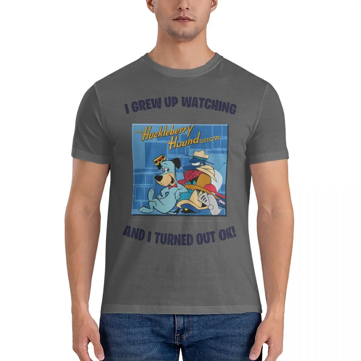 Men's Movie T Shirt H-Huckleberry Hound Show Pure Cotton Clothing Hipster Short Sleeve O Neck Tee Shirt Birthday Present