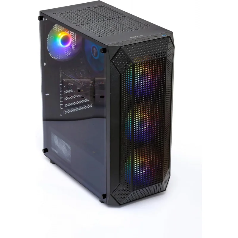 Gaming PC,  i5-12400F, RTX 3050, 16GB RAM, 500GB SSD, 500W PSU, H610M-K Motherboard, 4-Fan RGB Case (White) (Black, 1TB)