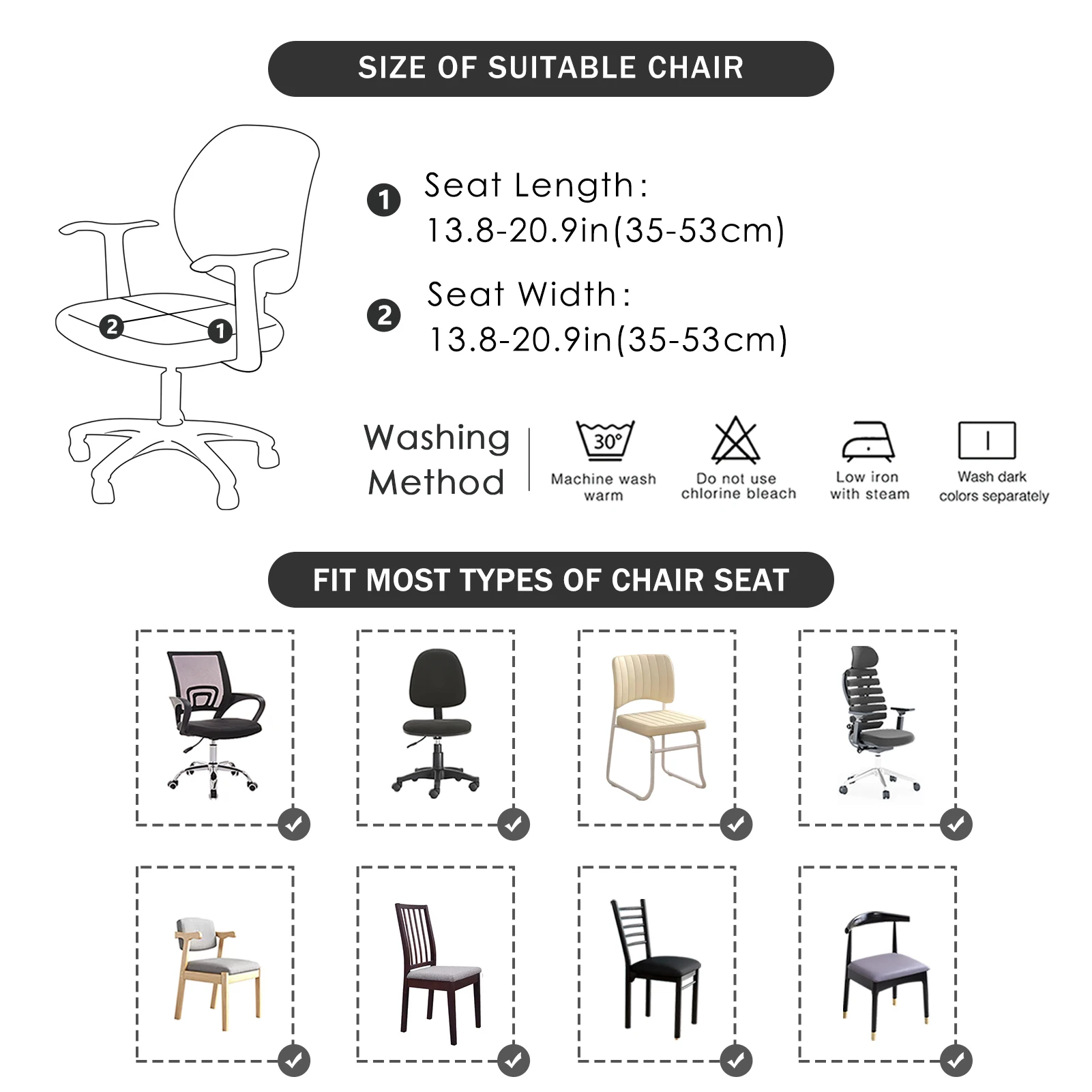 Jacquard Chair Cover Office Computer Spandex Split Seat Cover Washable Cover Seat Cushion Slipcover Removable Cover Protector