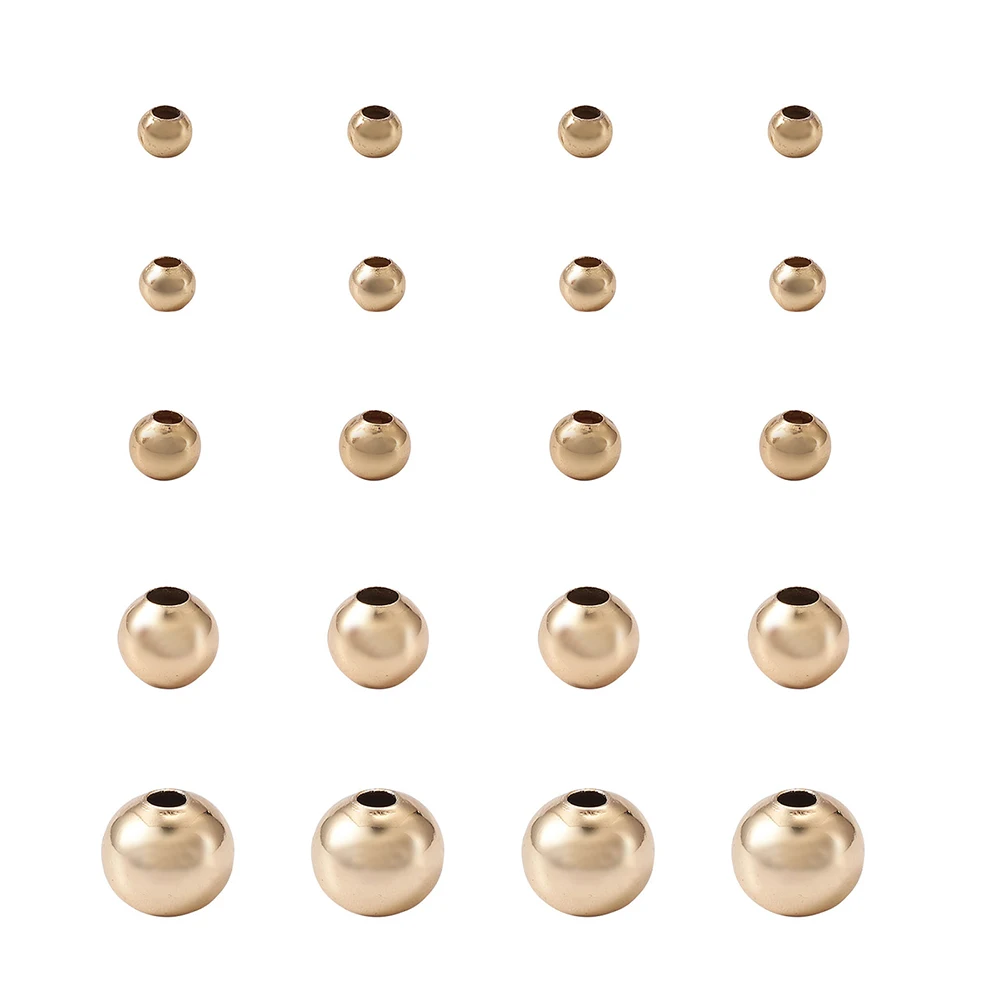 50g Real 18K Gold Plated Brass Round Beads Loose Spacer Beads Charm for DIY Jewelry Making Accessories 2mm 2.5mm 3mm 4mm