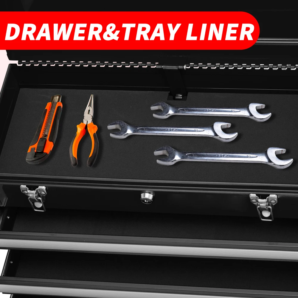 Boîte à outils en métal avec 4 tiroirs, coffre à outils Portable en acier avec serrure à cylindre en métal et fermeture à loquet, revêtement en poudre adapté