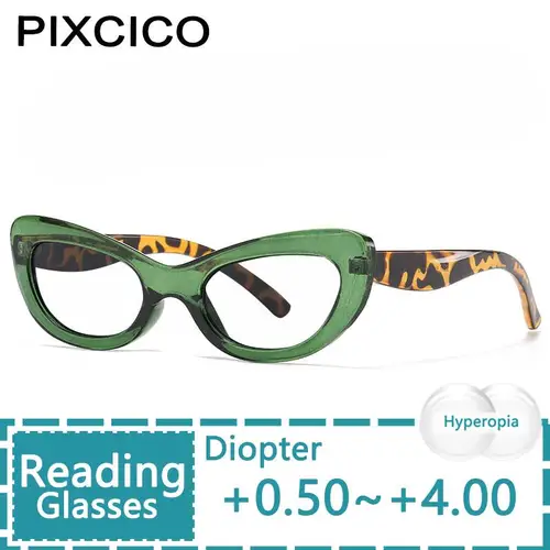 R55862 Gafas de lectura tipo ojo de gato pequeñas, gafas retro para presbicia, gafas para hipermetropía con bloqueo de luz azul + 1,0..+4,0