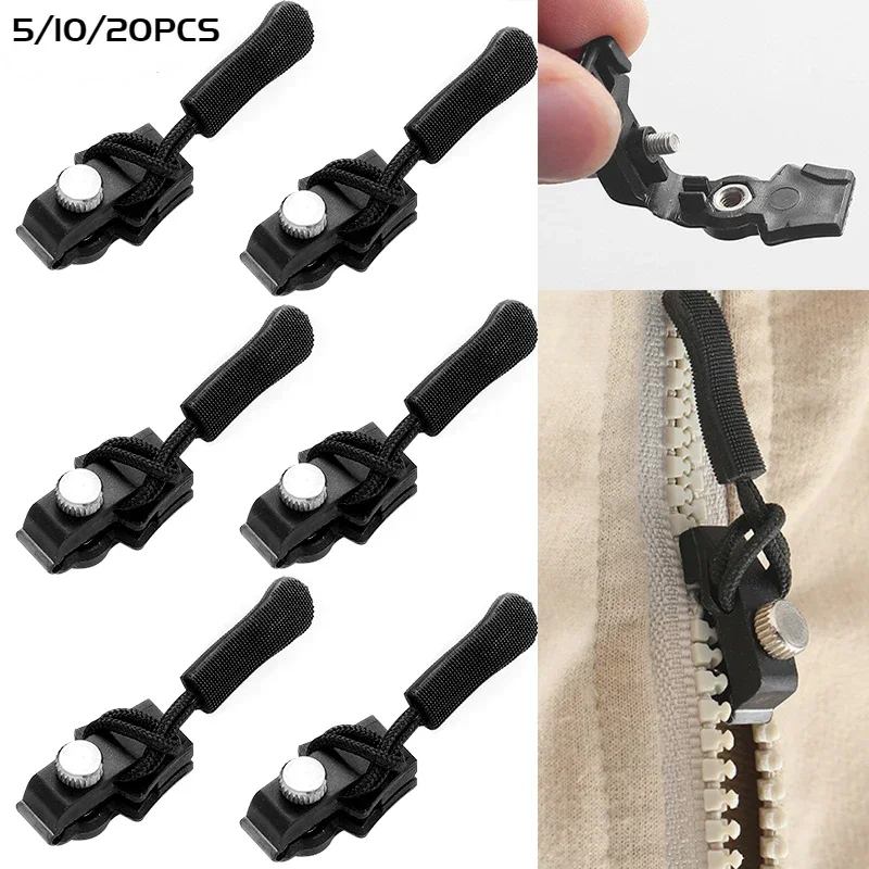 5PCS//20PCS Universal Zipper Repair Kit Quick Instant Detachable Zipper Head for Jacket Bags Coat Replacement Zipper Slider Pull