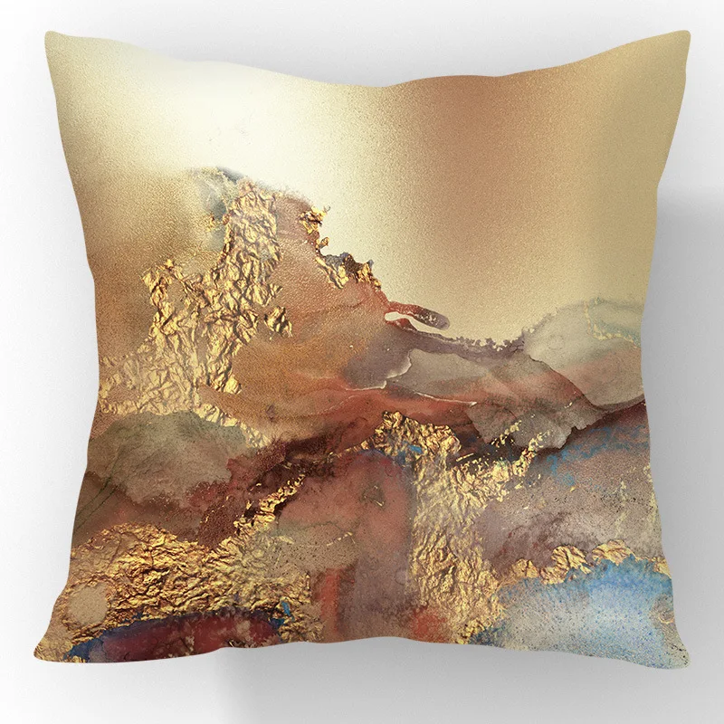 45cmx45cm Golden And Purple Polyester Pillow Case Nordic Style Gilded Cushion Cover Home Decorative Pillows Cover For Sofa Car