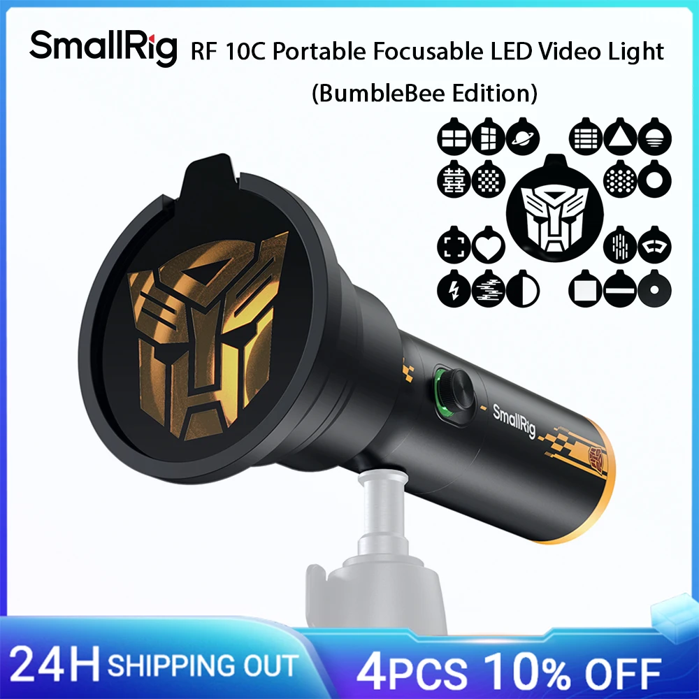 

SmallRig RF 10C Портативный фокусируемый светодиодный фонарик для видеосъемки «BumbleBee Edition» с 4 цветами/20 световыми фильтрами-5512