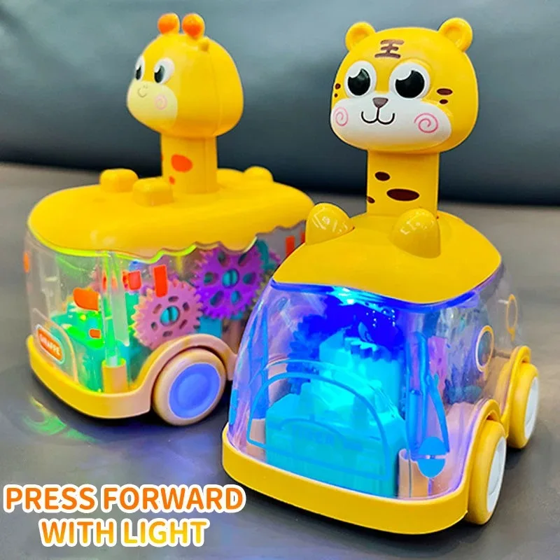 Jouet pour bébé Press and Go Gear, voiture jouet pour tout-petits de 1 2 3 ans, jouet lumineux, voiture inertielle, cadeaux d'anniversaire pour enfants garçons et filles