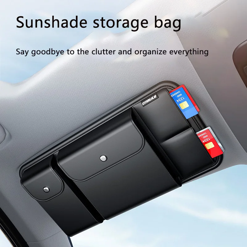 

High end car sunshade storage, multifunctional glasses clip storage box, card ticket clip storage bag inside the car