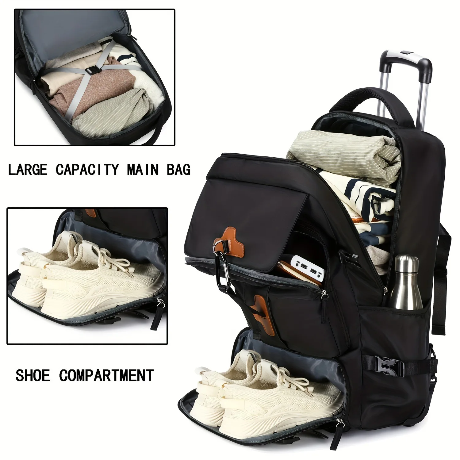 Rolling Backpack Large Capacity Travel Backpack with Wheels Carry On Luggage Backpack for Men Outdoor Trolley Travel Backpack view 5