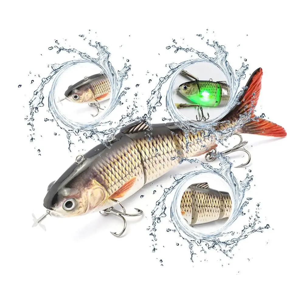 

Bionic Fish Electric Lure Wobblers Automatic Swimming 5.1" Fishing Baits Kit Multi Jointed LED Light Swimbait Hard Fishing Lure