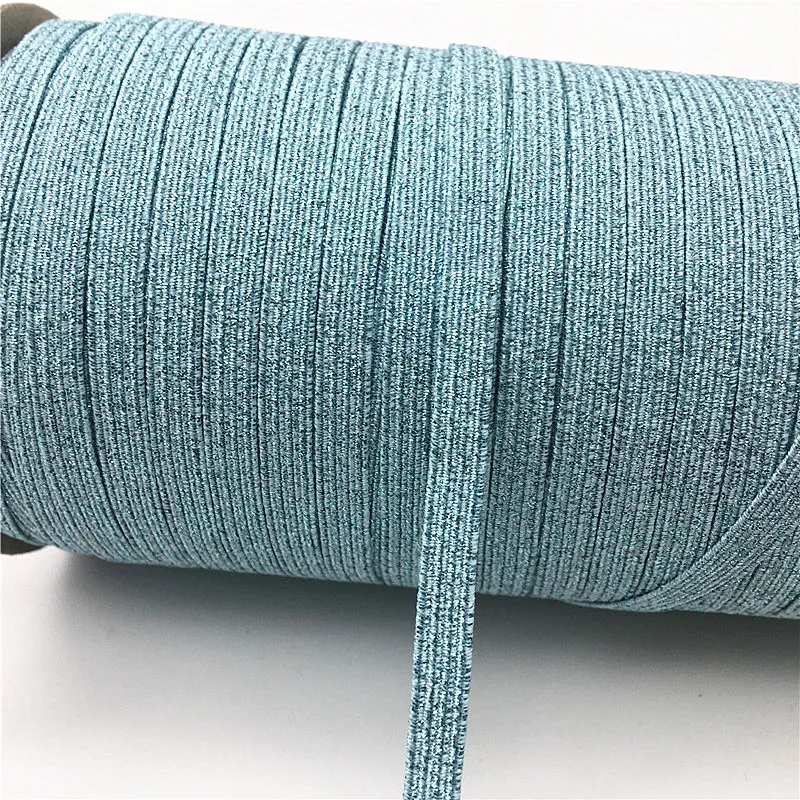 144yard Gliiter Gold Silver Elastic Rubber Band for Sewing Garment Accessories DIY Sewing Fabric Width 6mm Flat Elastic Ribbon