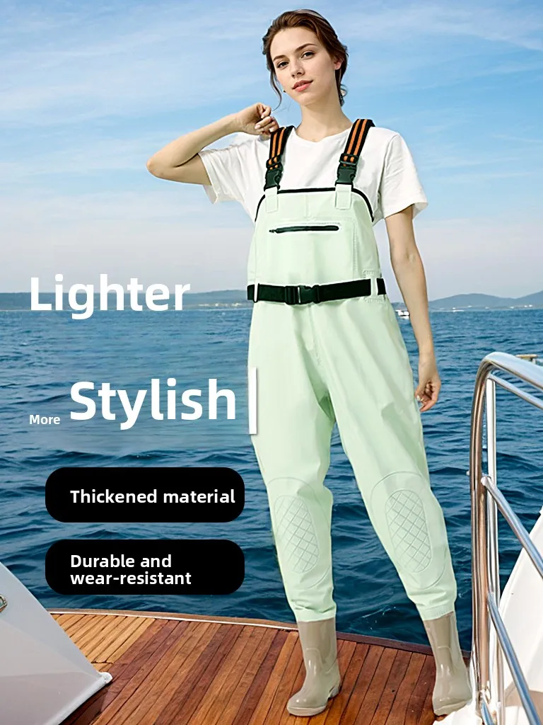 women's-waterproof-overall-fishing-suit-beach-rain-boots-half-length-wading-suit-spring-outdoor-camping-travel-gear